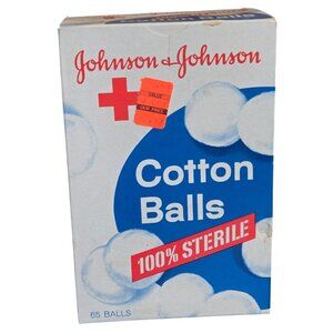 Johnson & Johnson Vintage 1960s Cotton Balls Retro Medical Collectible Decor